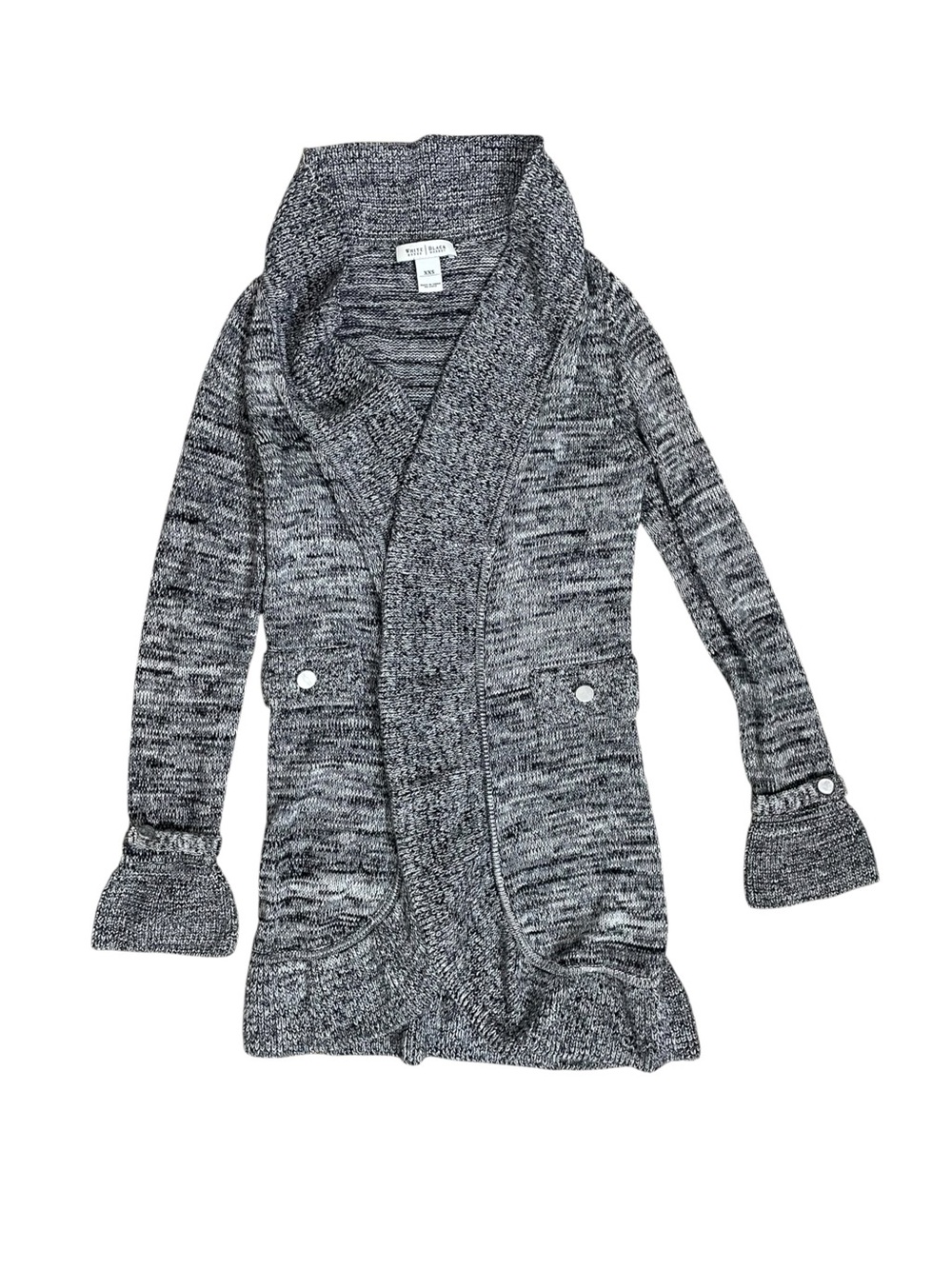White House Black Market Gray Black Heathered V-Neck Cardigan XXS